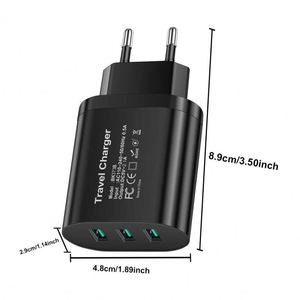 3 พอร์ต USB QC3.0 ชาร์จเร็ว ที่ชาร์จสำหรับเดินทาง Type-C รองรับหูฟัง กล้องถ่ายรูป ปลั๊ก EU/US/UK พกพาสะดวกสำหรับโทรศัพท์มือถือ - Product Image 5