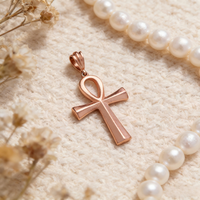 Collier Pendentif Croix Ankh Égyptienne en Cuivre Pur 99,99 % à l'Effet Biologique Magnétique, Bijou de Mode Hip-Hop, Vente en Gros