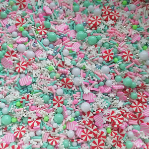 1kg DIY Craft Slime sprinkles trắng bông tuyết màu hồng giáng sinh mía mix Kẹo Bạc Hà Hạt trộn Polymer đất sét sprinkles lát - Product Image 3