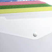JSF SM3015 Pochette en plastique PP transparente avec fermeture à bouton-pression, dossier étanche pour documents format Lettre, fournitures scolaires et de bureau