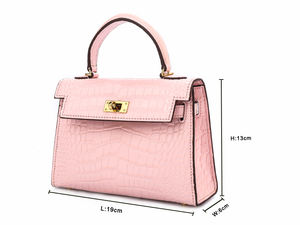 Sac à main en cuir véritable de luxe pour femme, sac à main en cuir à motif crocodile rose, élégant sac à main pour la vie quotidienne, sac à main pour femme - Product Image 6