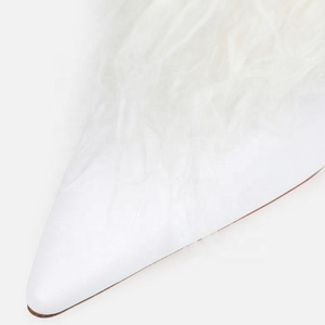 Custom Fashion Women Faux Fur Pointed Toe Stiletto Heeled Knee High <b>Boots</b> - Product Image 4