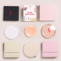 Emballage de boîte-cadeau de couvre-tétine jetable avec logo personnalisé étui à tétons noir avec accessoires intimes