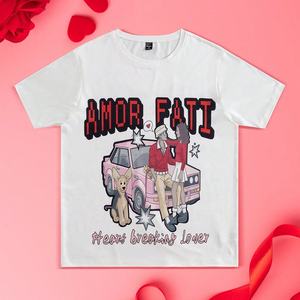 Camiseta larga holgada con estampado Retro del Día de San Valentín, nueva Camiseta de punto con cuello redondo, patrón de personajes, impresión Digital de poliéster 100% - Product Image 2