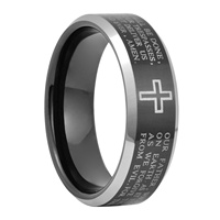 Laser kreuz und Bibel ring Herren Herren Gebets ringe Schwarze Wolfram karbid ringe