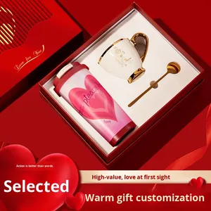 Business Event Souvenirs Girls High-end Gifts Lily Valley Ceramic Coffee Cup <b>Heart</b>-<b>shaped</b> Gift <b>Box</b> Custom Logo Printing for - Product Image 4