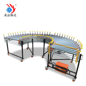 Transportador de rodillos flexible de correa en O barato con deflectores en dos lados Transportador de rodillos telescópico expandible motorizado - Product Image 2