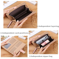Dompet ritsleting panjang wanita Fashion dompet wanita merek mewah kustom kulit PU dompet wanita tas genggam dompet wanita