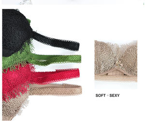 Ladies <b>Sexy</b> and Comfortable Lace Floral Push-Up Breathable Bra with Adjusted Straps and Panties <b>Set</b> - Product Image 6