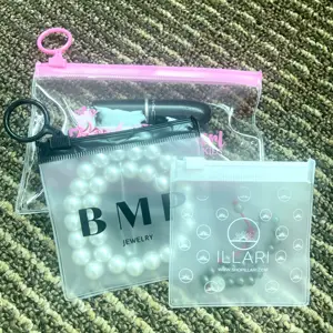 PVC Plastic Zipper Clear Jewelry Bag With Logo Mini Ziplock Laser Holographic Jewelry Pouch For Ring Earring Packaging