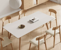Table à manger en bois naturel, couleur bois naturel, plateau en bois massif, base épaissie pour la maison et les restaurants