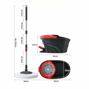 Hộ Gia Đình Màu Đen 360 Độ Quay Duy Nhất Xô Làm Sạch Quay Lau Xô Với 2 Sợi Nhỏ Lau Đầu - Product Image 6