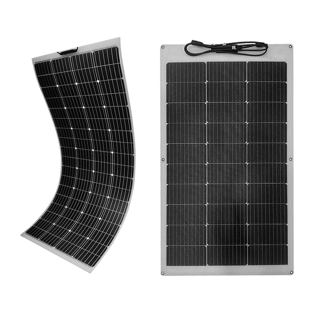 100W 12V Lightweight Ultra Flexible Black Division Monocrystalline Solar Panels for Off-Grid Charging for RV Car Bendable Curve