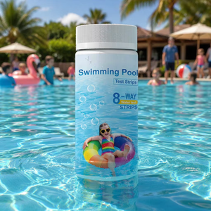 Kit de bandelettes de test pour <span class=keywords><strong>piscine</strong></span> : 125 unités, 8-en-1, pour l'analyse de l'eau salée des piscines et des spas - Product Image 1