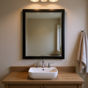 Espejo de Baño Rectangular Moderno de 48x30 Pulgadas con Marco Negro Brillante, Espejo Decorativo de Pared con Esquinas Cuadradas - Product Image 2