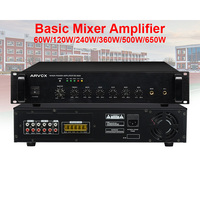 Système de sonorisation 120W amplificateur de mélangeur professionnel avec 2 entrées de microphone 2 entrées auxiliaires 70V 100V PA amplificateur de mélangeur