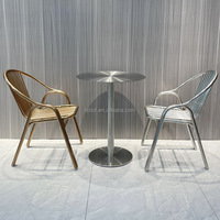 Table Ronde en Acier Inoxydable pour Salons de Thé, Restaurants, Cafés, Snack-bars, Boutiques de Thés Lactés et Desserts, Balcons