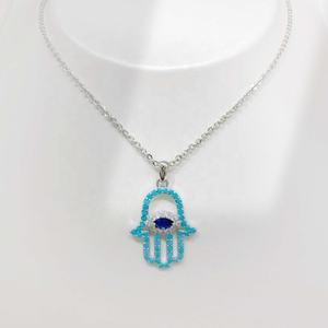 Collier en argent sterling 925 plaqué or avec œil turquoise, style western vintage, émail superposé, prix d'usine, pour filles - Product Image 3