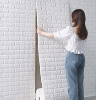Panel Dinding 3D Bata Putih Wallpaper Tempel dan Lepas untuk Dekorasi Dinding Latar Belakang Ruang Tamu Kamar Tidur Wallpaper Busa Bata 3D