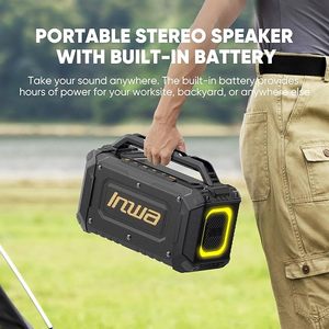 Inwa Portable for Computer Use Bamboo <b>Speakers</b> for Jobsite 10-30W Waterproof Loud Outdoor with Bass <b>Wireless</b> - Product Image 5