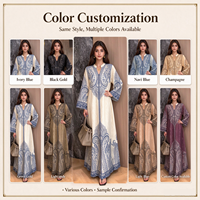 Abaya Chic et Élégante pour Femme, Robe Musulmane Brodé(e) Faite à la Main en Polyester, Longueur Cheville, Manches Longues, Respirante, pour Mariage Hivernal