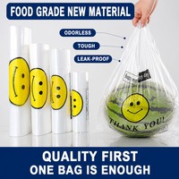 Sac en plastique épais à fond plat, personnalisable avec logo, recyclable, imperméable, avec poignée, pour le commerce de détail, les supermarchés, les courses, la livraison à emporter et le stockage