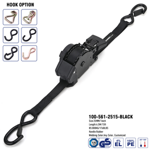 Sangles à cliquet rétractables de 1760 lb, 1 po x 15 pi, sangles d'arrimage avec crochets en <span class=keywords><strong>S</strong></span> - Product Image 1