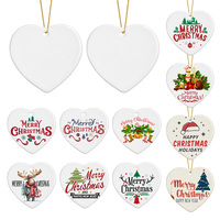 Ornements en céramique vierges de sublimation de cœur rond au design moderne personnalisé de 3 pouces Décoration familiale de Noël personnalisée