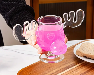 Vente en gros personnalisée de mugs Griswold Moose de 8 oz, inspirés de National Lampoon's Christmas Vacation, en verre rétro transparent comme du cristal, flûtes et gobelets - Product Image 4