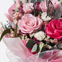 Bouquet de roses éternelles préservées OEM, couleurs mélangées, roses séchées véritables, emballées à la main, cadeau romantique pour la Saint-Valentin et la Fête des Mères