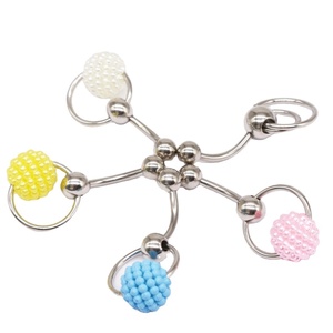 Gaby 316L Genitals Body Piercing Jewelry Pink Pearl Ball Dangle VCH Clit Clitoral Hoop <b>Ring</b> Navel <b>Ring</b> - Product Image 1