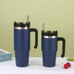 <b>Double</b> <b>Wall</b> Vacuum Insulated Stainless Steel Tumbler 20oz Car <b>Cup</b> With Handle Straw for Picnic Driving - Product Image 5