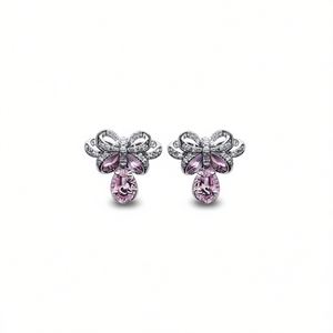 Orecchini Pendenti Classici in Lega con Fiocco Rosa per Donne - Product Image 1