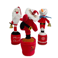 Robot musical chantant et dansant en peluche Père Noël avec rembourrage en coton PP, jouet amusant et mignon pour enfants, cadeau de Noël