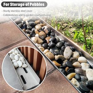 Système de drainage en tranchée argentée pour l'<span class=keywords><strong>extérieur</strong></span>, plaque de <span class=keywords><strong>grille</strong></span> en métal pour allée, douche en béton et gouttière pour sol - Product Image 4