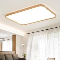 Plafonnier LED rond moderne et minimaliste, fin, écologique, à montage en surface, en bois, à intensité variable, pour chambre et salon