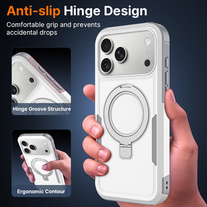 Funda Protectora Antideslizante Blanca de Alta Calidad con Soporte, Carga Inalámbrica y Cubierta Magnética para iPhone 17 18 Pro Max - Product Image 6