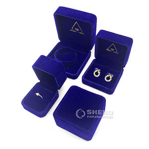 Boîte à bijoux de luxe en velours avec logo personnalisé de haute qualité, double compartiment, pour mariage, organisateur de bijoux, boîte à boucles d'oreilles en velours - Product Image 2