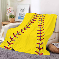 Couverture polaire douce en gros, motif baseball unique, pour voyage, bureau, canapé