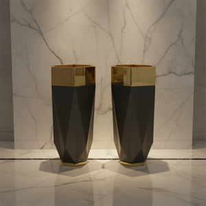 Jarrones Grandes de Lujo Negros y Dorados, Macetero Moderno de Acero Inoxidable de 70 cm de Alto para Decoración del Hogar - Product Image 1