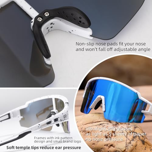 Vente en gros de lunettes de soleil de sport pour le cyclisme, avec logo personnalisé, nouvelle conception brevetée, TR 90, verres rouges, anti-UV 400, lunettes de course - Product Image 4