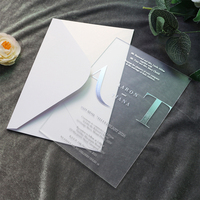 Invitación de Boda de Estilo Simple, Acrílico Esmerilado con Estampado Plateado y Sobre Blanco para Boda
