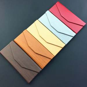 Boîte à lunettes pliable en PU tendance, motif grain de bois, étui rigide triangulaire pour lunettes - Product Image 3