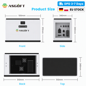 อินเวอร์เตอร์ ASGOFT 2.4KW 51.2V 3.8KWH ระบบจัดเก็บพลังงานภายในบ้านแบบ All-in-One สำหรับระเบียงบ้าน แบตเตอรี่ Lifepo4 ระบบแบตเตอรี่ลิเธียมแบบเรียงซ้อน - Product Image 5