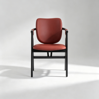 Chaise de salle à manger simple en bois de frêne avec dossier en cuir, idéale pour les restaurants, hôtels, salles de réunion et cafés