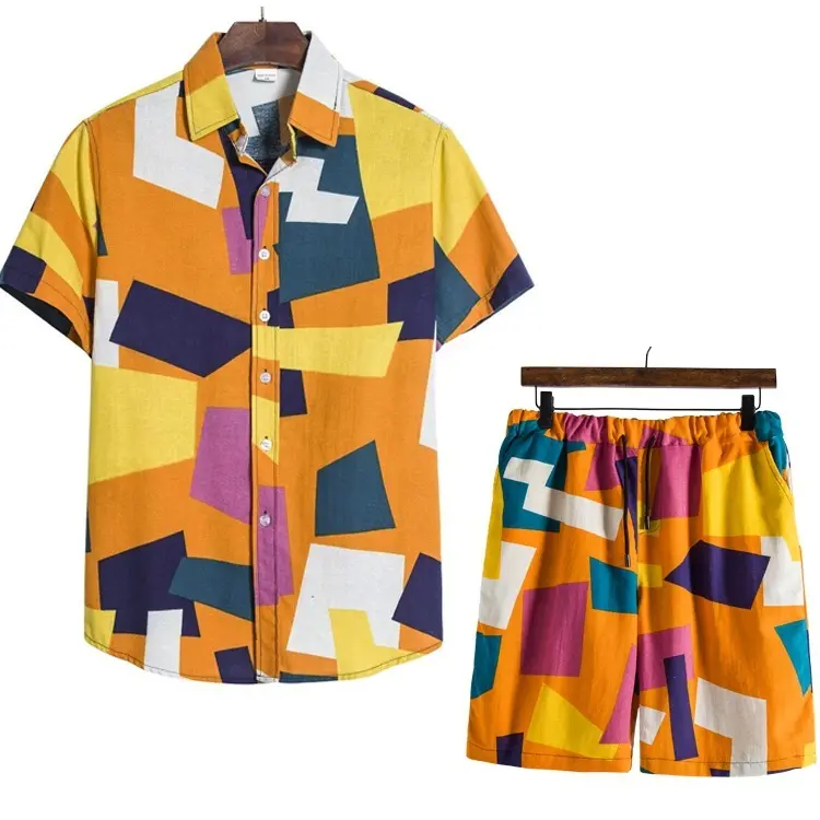 Custom Full Over Printed Men's Flower Shirt Hawaiian resort Sets Casual Button Down Beach Wear Short Sleeve Hawaiian Shirt