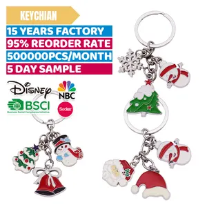 사용자 정의 디자인 금속 열쇠 고리 크리스마스 시리즈 산타 클로스 모자 눈사람 귀여운 하드 에나멜 축하 선물 열쇠 고리 액세서리