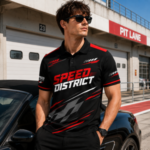 <span class=keywords><strong>Polo</strong></span> da Corsa Personalizzata con Sublimazione Completa, Stampa Fronte-Retro, Numero <span class=keywords><strong>98</strong></span> Speed District, Asciugatura Rapida, Manica Corta per Motorsport - Product Image 3