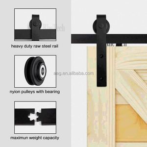 Kit de Herrajes para Puerta Corredera de Estilo Industrial, Insonorizado, con Recubrimiento de Polvo Negro, Riel de Acero, Capacidad de 120 kg, para Dormitorio - Product Image 2