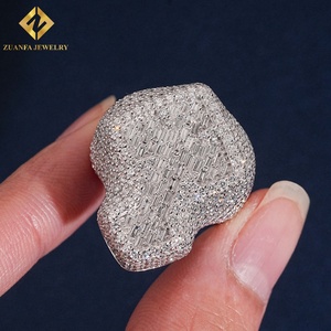 Anillo de Sello Cruzado con Diamantes Cultivados en Laboratorio, Estilo Hip Hop, con Incrustaciones de Diamantes, para Hombre, Joyería Fina - Product Image 5